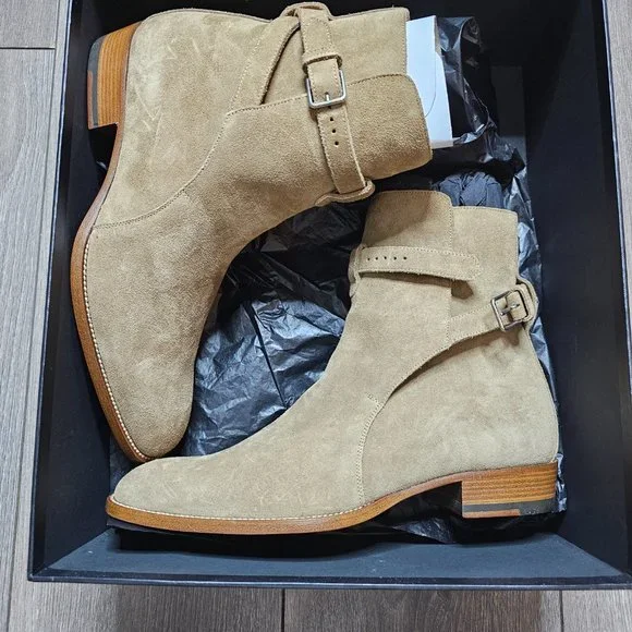 NEW Saint Laurent Suede Ankle Boot in Camel, Size 8.5 US - Picture 2 of 9